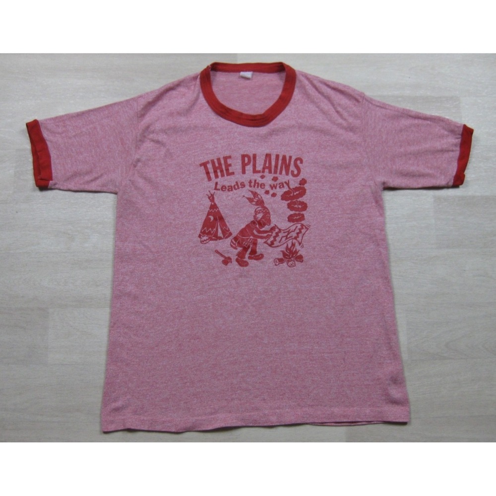 Vintage‎ 80s The Plains Indian Mound Festival T-shirt (M) Native American Red